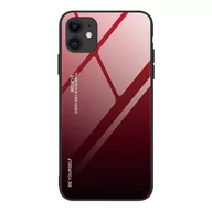 Etui i futerały do telefonów - Gradient Glass etui pokrowiec nakładka ze szkła hartowanego iPhone 12 mini czarno-czerwony - miniaturka - grafika 1