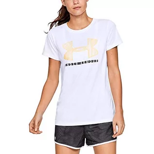 Koszulki i topy damskie - Under Armour damska koszulka Tech Ssc Graphic z krótkim rękawem White/Mango Orange/Pitch Gray (101) M - grafika 1