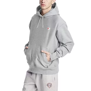 Champion Męska bluza z kapturem z nadrukiem odwrotnym, szary, XL - Bluzy męskie - miniaturka - grafika 1