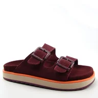 Klapki i japonki damskie - D.Franklin DFSH405004 klapki damskie skórzane zdrowotne burgund - miniaturka - grafika 1