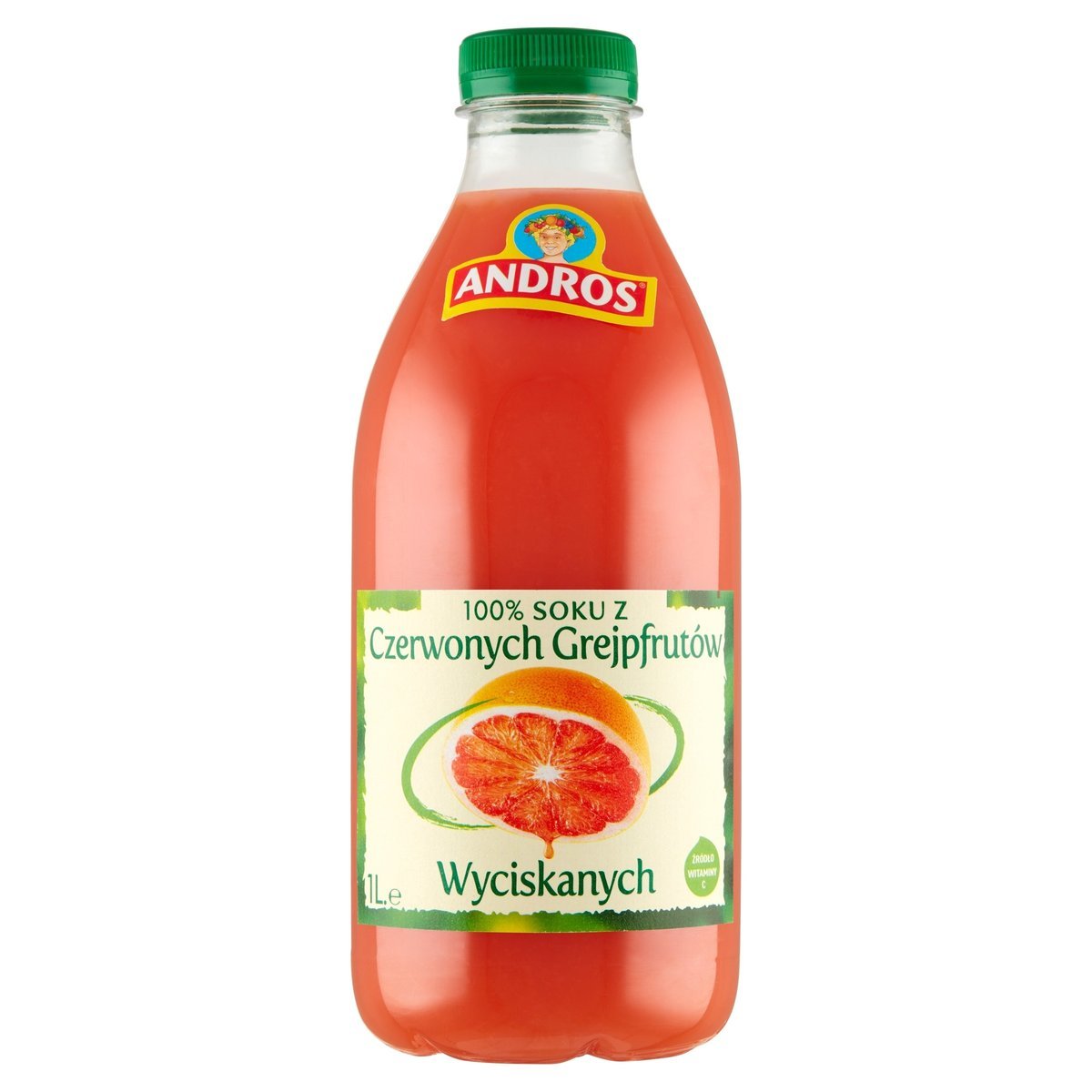 Andros 100 % soku z wyciskanych różowych grejpfrutów 1 l