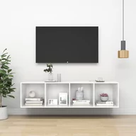 Szafki RTV - vidaXL Lumarko Wisząca szafka TV, biała, wysoki połysk, 37x37x142,5 cm 805495 - miniaturka - grafika 1