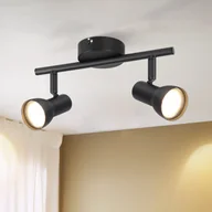 Lampy sufitowe - Reflektorowa sufitowy NETTLIFE 2-płomieniowy, czarny, nowoczesny, GU10, metalowy, obrotowy 350° - miniaturka - grafika 1