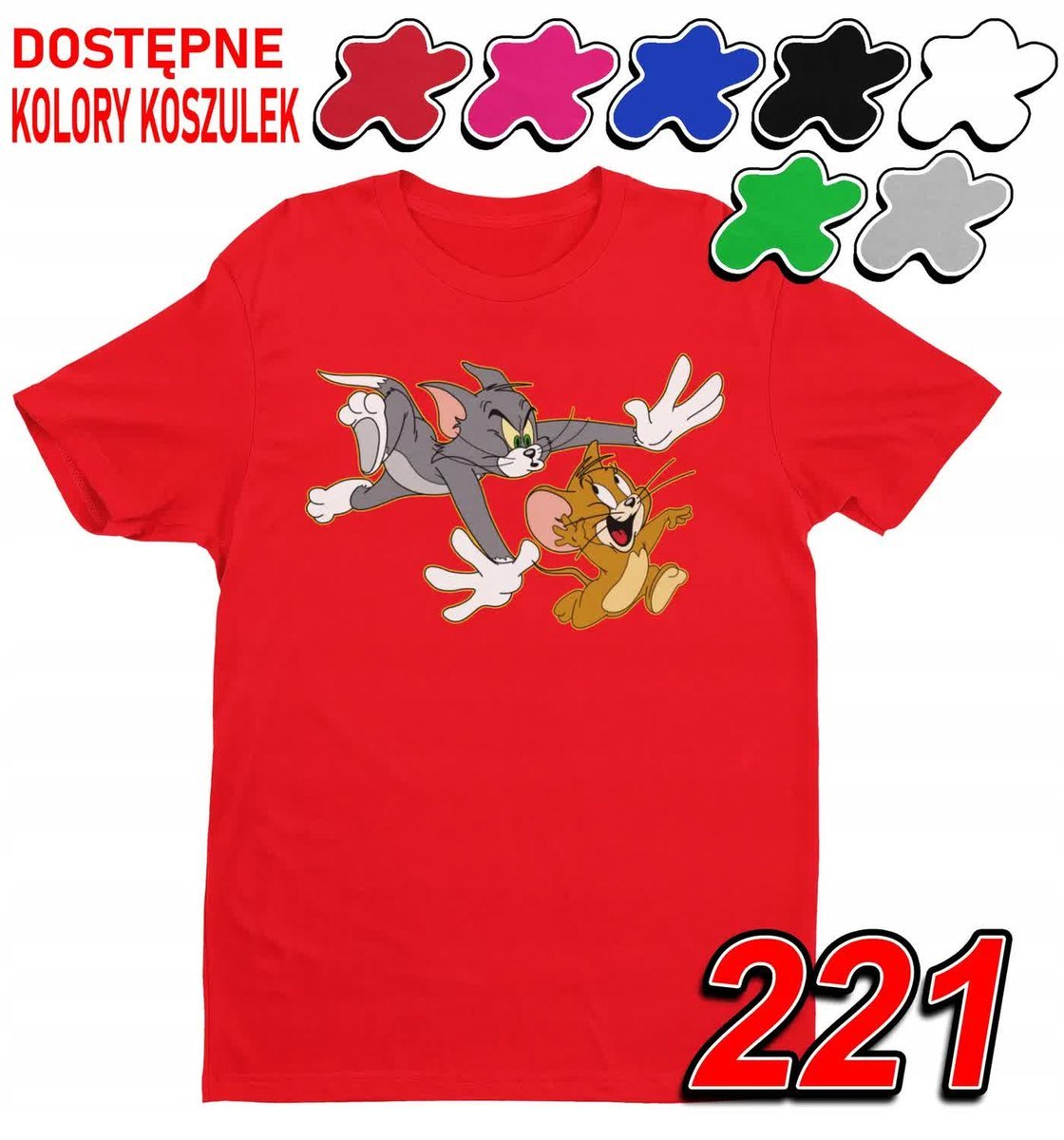 Dziecięca Koszulka T-Shirt Z Nadrukiem Rom Jerry Kot Myszka - L 146-152