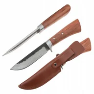 Noże - Nóż Myśliwski Wojskowy Damast T10 Pokrowiec Skóra - miniaturka - grafika 1