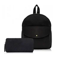 Plecaki - Zestaw plecak i portfel czarny vintage PAOLO PERUZZI ZUP-23-BL - miniaturka - grafika 1