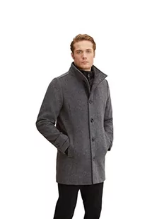 TOM TAILOR Męskie Płaszcz wełniany z kurtką wewnętrzną 1032506, 30500 - Dark Grey Black Herringbone, XL - Płaszcze męskie - miniaturka - grafika 1