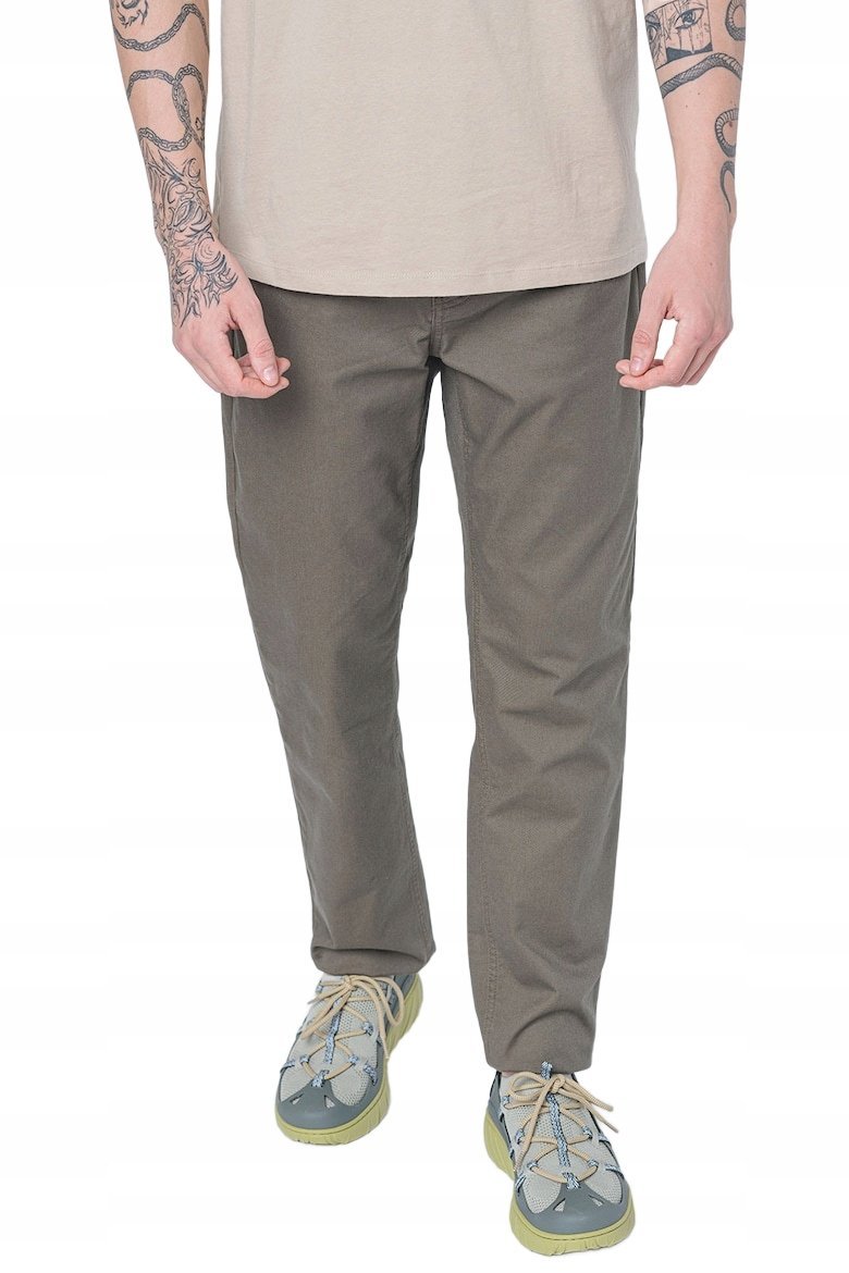 CALVIN KLEIN SPODNIE CASUAL KHAKI PROSTE Z BAWEŁNĄ 33/30 XTA