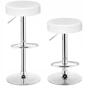 Taborety i hokery - Zestaw 2 x krzesła barowe Classic hoker regulowany do wyspy podnóżek biały - miniaturka - grafika 1