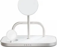 Ładowarki samochodowe - Zens 4-1 Wireless Charger 60W - bezprzewodowa ładowarka Qi2 do trzech urządzeń (60W), z możliwością ładowania czwartego urządzenia przez kabel (white) - miniaturka - grafika 1