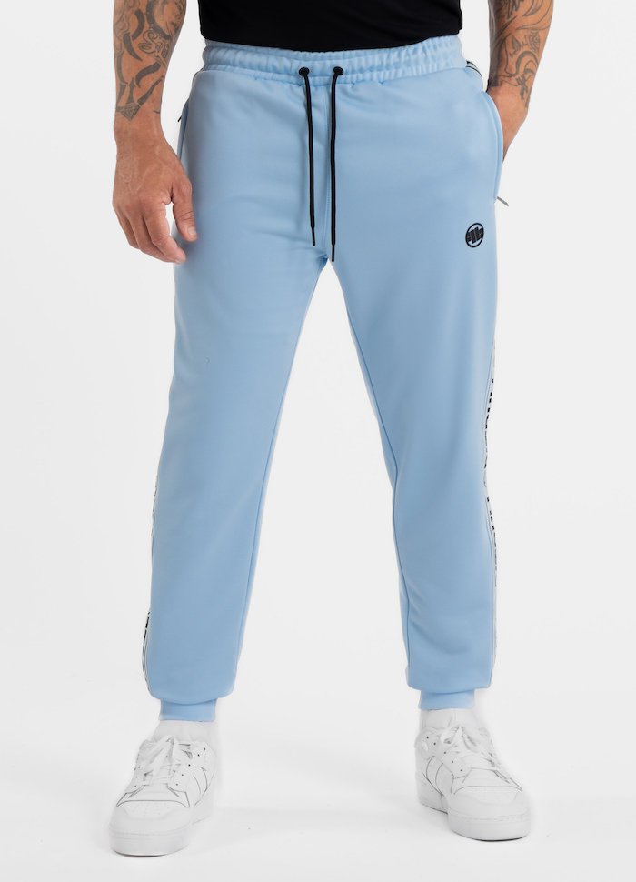 Spodnie dresowe PIT BULL OLDSCHOOL TAPE LOGO TERRY sky blue-L