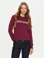 Swetry damskie - Guess Jeans Sweter W4BR10 Z3HM1 Bordowy Regular Fit - miniaturka - grafika 1