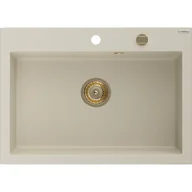 Zlewozmywaki - Mexen Elix zlewozmywak granitowy 1-komorowy 700 x 500 mm, beżowy, syfon złoty - 6526701005-69-G - miniaturka - grafika 1