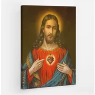 Ikony i obrazy sakralne - Katolicki Serce Jezusa Chrystusa - obraz polycanvas, 70x100 - miniaturka - grafika 1