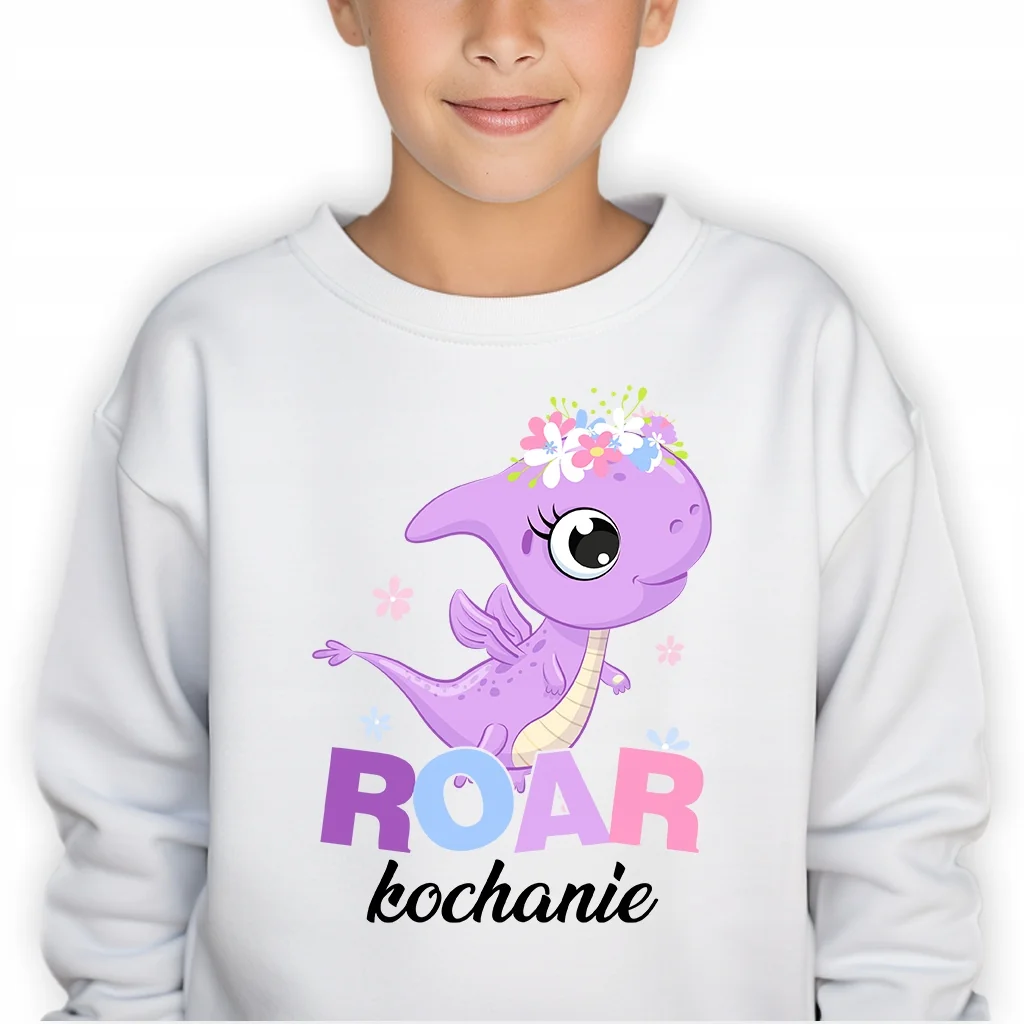 BLUZA DZIECIĘCA BEZ KAPTURA PREZENT URODZINY DLA DZIECKA ROAR KOCHANIE 128
