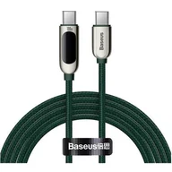 Kable USB - Baseus kabel USB Typ C - USB Typ C 100W (20V / 5A) Power Delivery z wyświetlaczem ekranem miernik mocy 2m zielony (CATSK-C06) - miniaturka - grafika 1