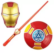 Dodatki do strojów karnawałowych - Maska Świecąca Led Tarcza Miecz Iron Man Zestaw,Hopki - miniaturka - grafika 1