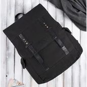 Plecaki - Plecak męski A4 ze skóry wegańskiej PAOLO PERUZZI E-03-BL czarny - miniaturka - grafika 1