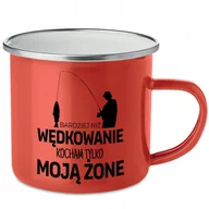 Kubki - KUBEK STALOWY Emaliowany CZERWONY Bardziej niż Wędkowanie Kocham Żonę Wzory - miniaturka - grafika 1