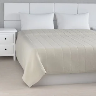 Dekoria pl pl Narzuta pikowana w pasy jasno szary welwet 100 x 160cm Ingrid 836-705-40 - Narzuty - miniaturka - grafika 1