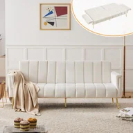 Sofy i kanapy - Nowoczesna rozkładana sofa z aksamitu, z dodatkowymi nóżkami i funkcją spania, regulowanym oparciem, idealna do salonu, sypialni lub domowego kina - miniaturka - grafika 1