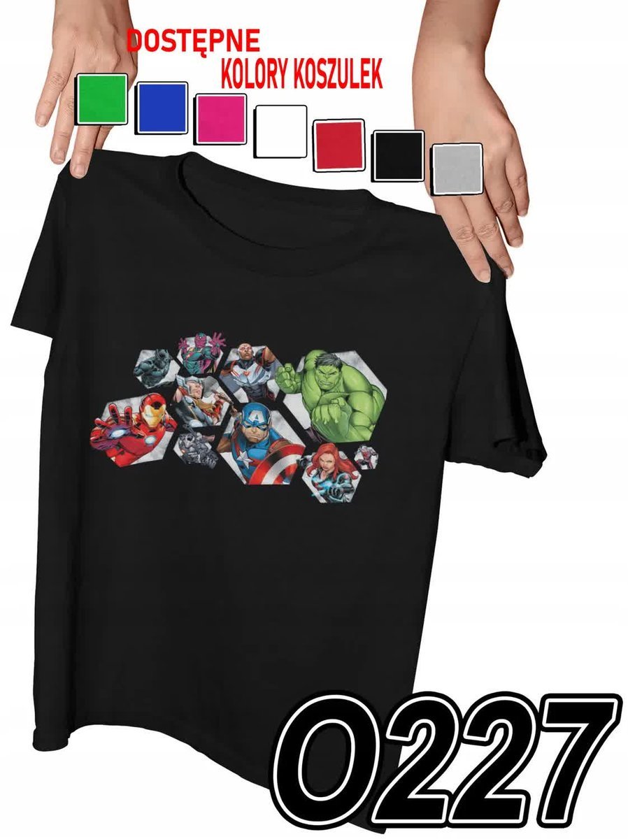 Koszulka Dziecięca Z Nadrukiem Avengers Hulk Spiderman Thor - M 134-140