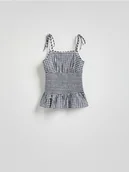 Bluzki damskie - Reserved - Bluzka w kratę vichy - granatowy - miniaturka - grafika 1