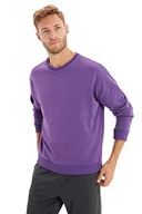 Bluzy męskie - TRENDYOL Męska bluza z mieszanki bawełny - fioletowa - oversize M fioletowa, Fioletowy, M - miniaturka - grafika 1