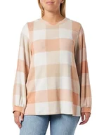 Koszulki i topy damskie - TOM TAILOR Damska koszulka z długim rękawem Plussize, 32500 - Blush Orange Cosy Check, 50 - miniaturka - grafika 1