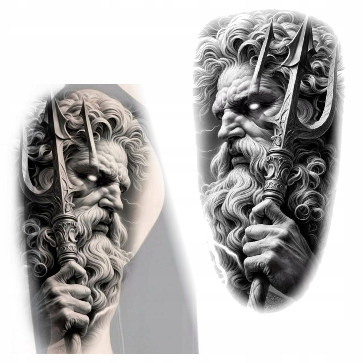 TATUAŻ POSEJDON TRÓJZĄB ZMYWALNY TYMCZASOWY WODNY
