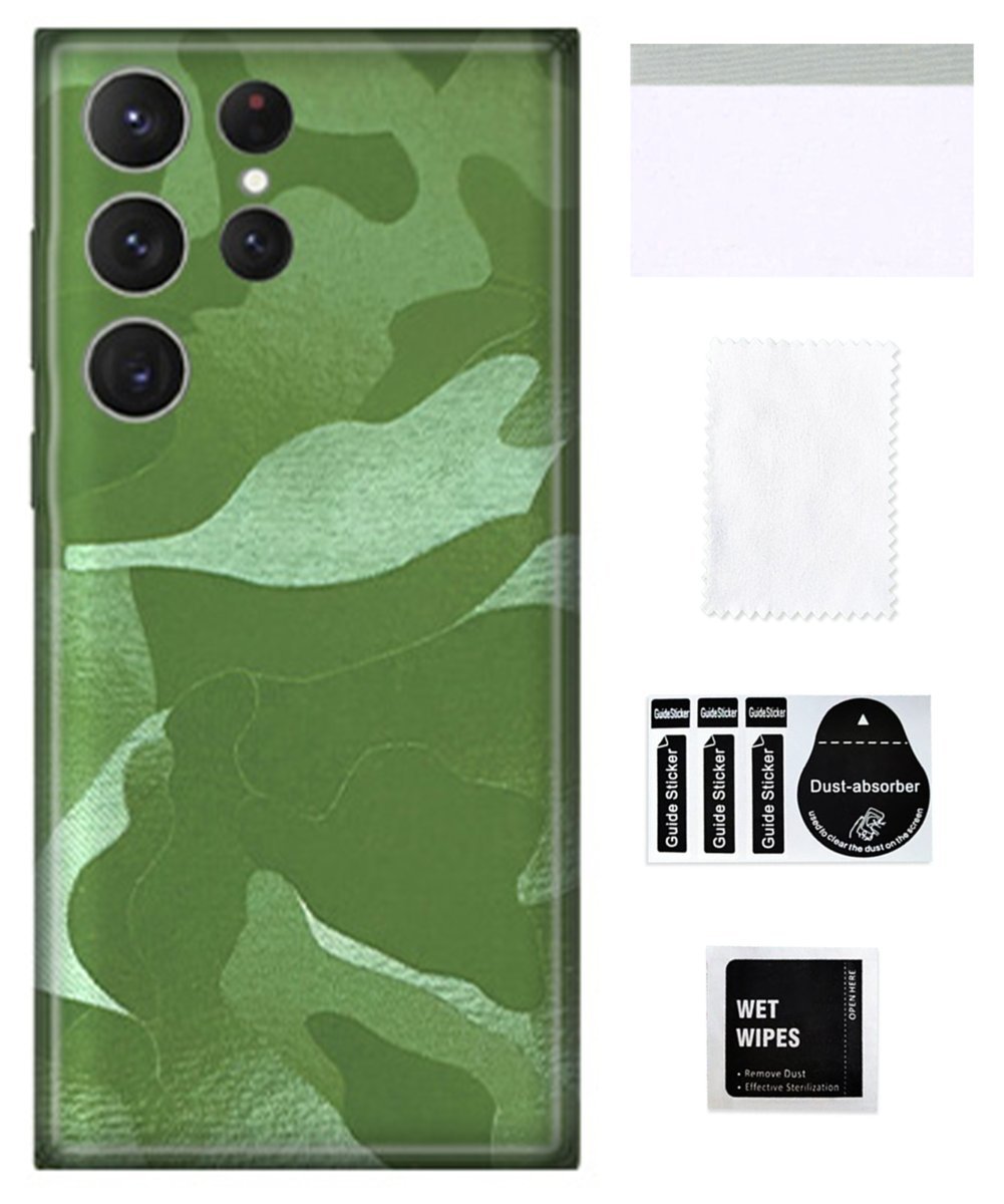 Folia ochronna do SAMSUNG GALAXY S23 ULTRA na tył moro zielony skórka TPU