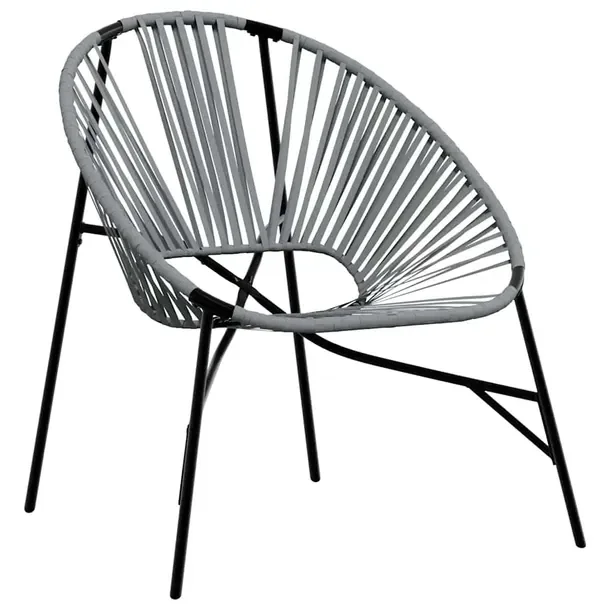Czarny ogrodowy fotel w kształcie jajka 77 x 68,5 x 82 cm
