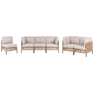 Meble ogrodowe - Beliani zestaw ogrodowy ze stolikiem dla 6 osób OMEGANA Modułowy Technorattan Jasnobeżowy - miniaturka - grafika 1