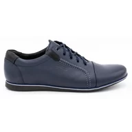 Półbuty męskie - Buty męskie skórzane casual 39/63KAM granatowe - KAMPOL - miniaturka - grafika 1
