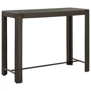 vidaXL Ogrodowy stolik barowy, brązowy, 140,5x60,5x110,5 cm, rattan PE - Stoły ogrodowe - miniaturka - grafika 1