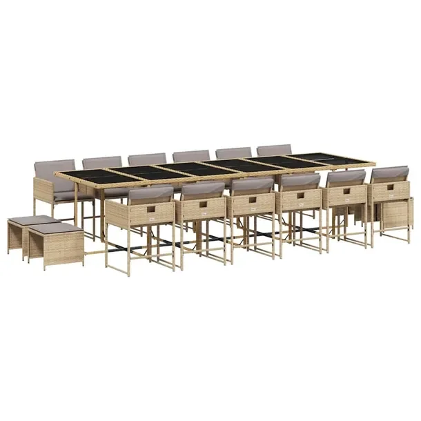 Zestaw Mebli Ogrodowych Rattan PE 330x106x73 cm, Beżowy