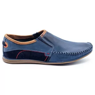 Buty męskie mokasyny skórzane 847 granatowe - Komodo - Mokasyny męskie - miniaturka - grafika 1