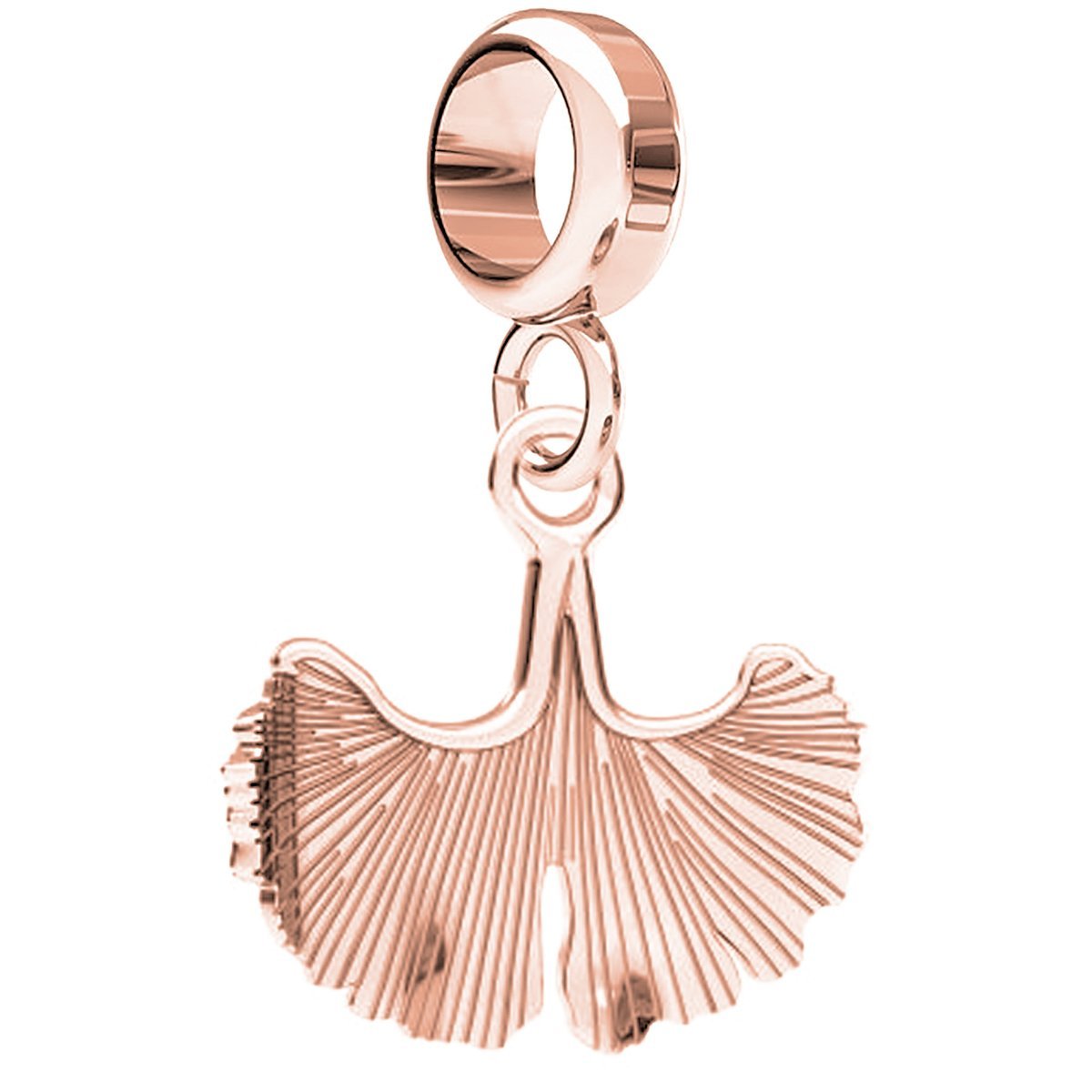 Charms liść miłorząb różowe złoto srebro 925