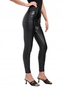 Legginsy - Guess Czarne Leginsy Imitacja Skóry z Zamkami i Elastanem XL Gma - miniaturka - grafika 1