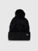 Czapki damskie - 4F Czapka zimowa z dodatkiem wełny damska - czarna S - miniaturka - grafika 1