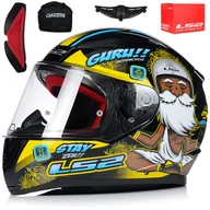 Kaski motocyklowe - LS2, Kask motocyklowy na całą twarz RAPID Buddha black yellow, XL - miniaturka - grafika 1