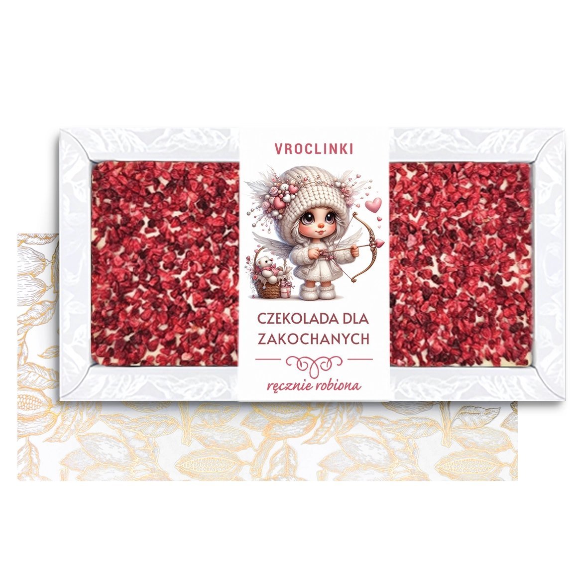 Czekolada Biała z Malinami - Walentynki (80g)