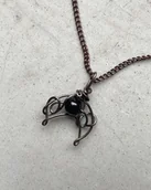 Wisiorki - Miedziany wisiorek motyw lunula księżyc czarny turmalin ochrona - miniaturka - grafika 1