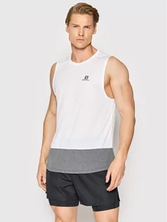 Koszulki sportowe męskie - Salomon Koszulka techniczna Cross Run LC1716500 Biały Active Fit - grafika 1