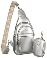Nerki - ROVICKY saszetka plecak damski mały nerka torebka miejska na ramię srebrna - miniaturka - grafika 1