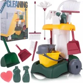 Zabawy w naśladowanie dorosłych - Zestaw Do Sprzątania Dla Dzieci Z Mopem Zmiotką i Akcesoriami na Wózku - miniaturka - grafika 1