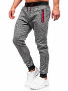 Spodnie sportowe męskie - Spodnie dresowe męskie grafitowe Denley 55037A - miniaturka - grafika 1