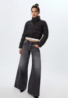 Kurtki damskie - Stradivarius Cazadora acolchada cuello subido Czarny L - miniaturka - grafika 1