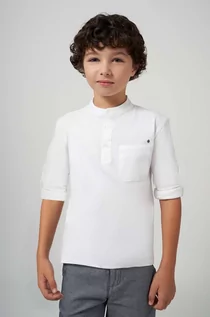 Bluzki dla chłopców - Mayoral longsleeve bawełniany dziecięcy kolor biały gładki - grafika 1