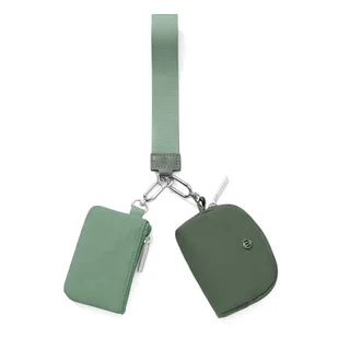 Mini zamek wokół nadgarstka brelok portfel dla kobiet podwójna torebka na nadgarstek przenośny portfel portmonetka mini damska kieszeń na monety, Ciemnozielony + zielony, Bb009 - Portfele - miniaturka - grafika 1